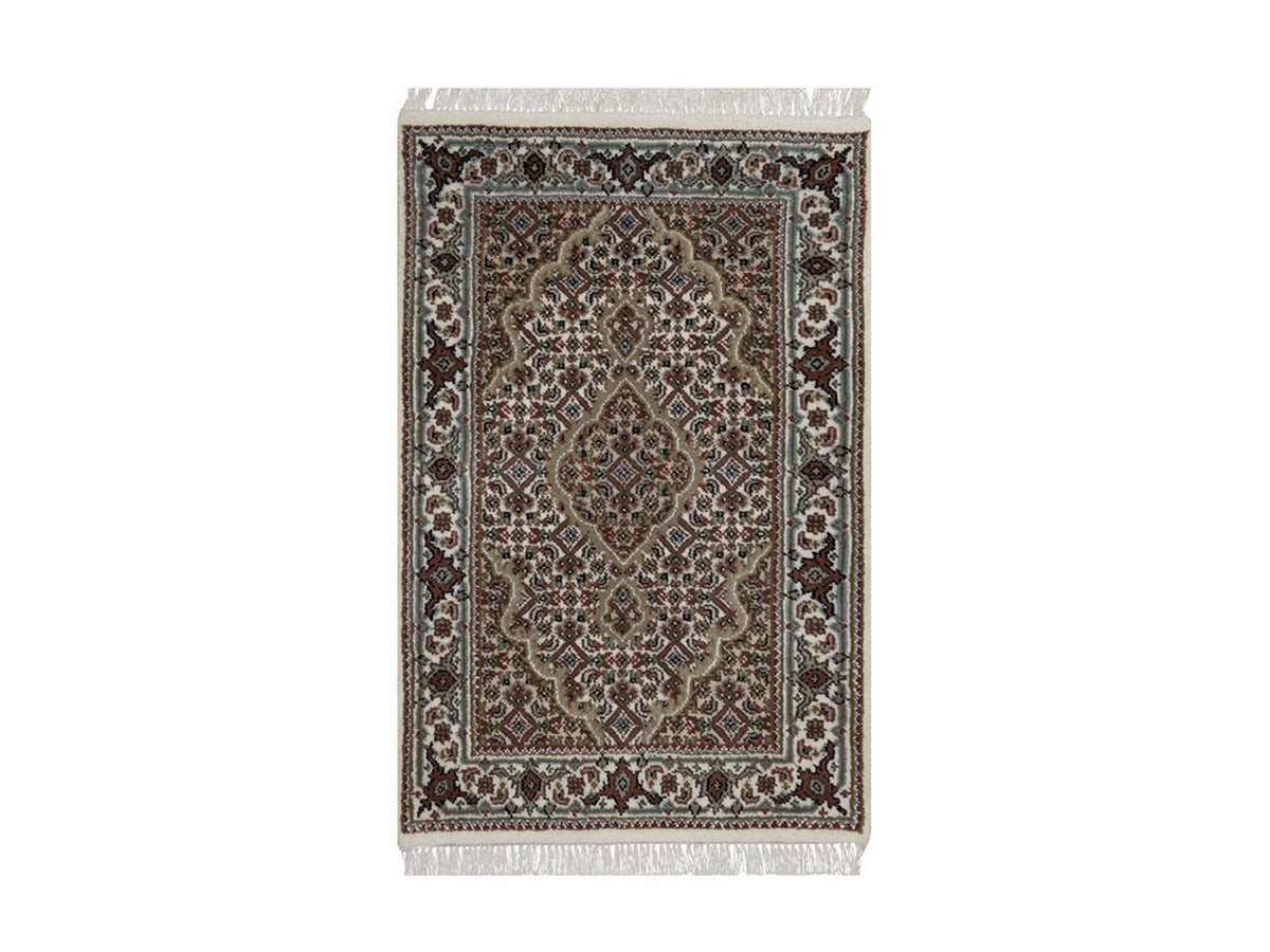 Tabriz hand-knotted wool rug in Ivory, 1'11" x 3', SKU O092679