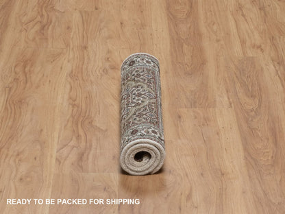 Tabriz hand-knotted wool rug in Ivory, 1'11" x 3', SKU O092679 (view 6)