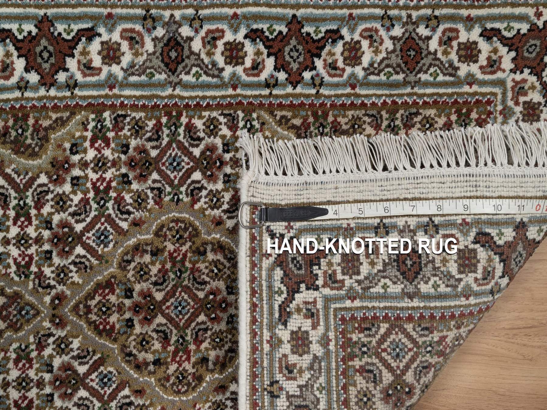 Tabriz hand-knotted wool rug in Ivory, 1'11" x 3', SKU O092679 (view 8)