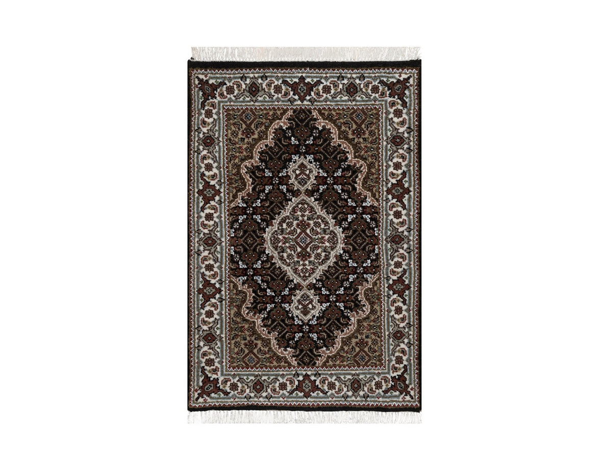 Tabriz hand-knotted wool rug in Black, 1'11" x 2'11", SKU O092683