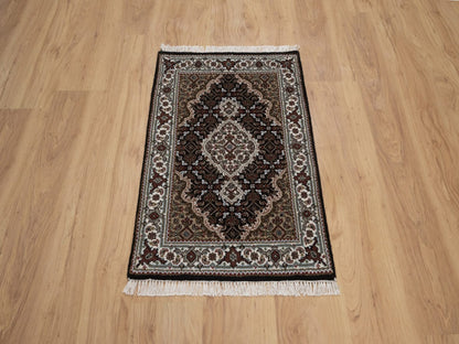 Tabriz hand-knotted wool rug in Black, 1'11" x 2'11", SKU O092683 (view 2)