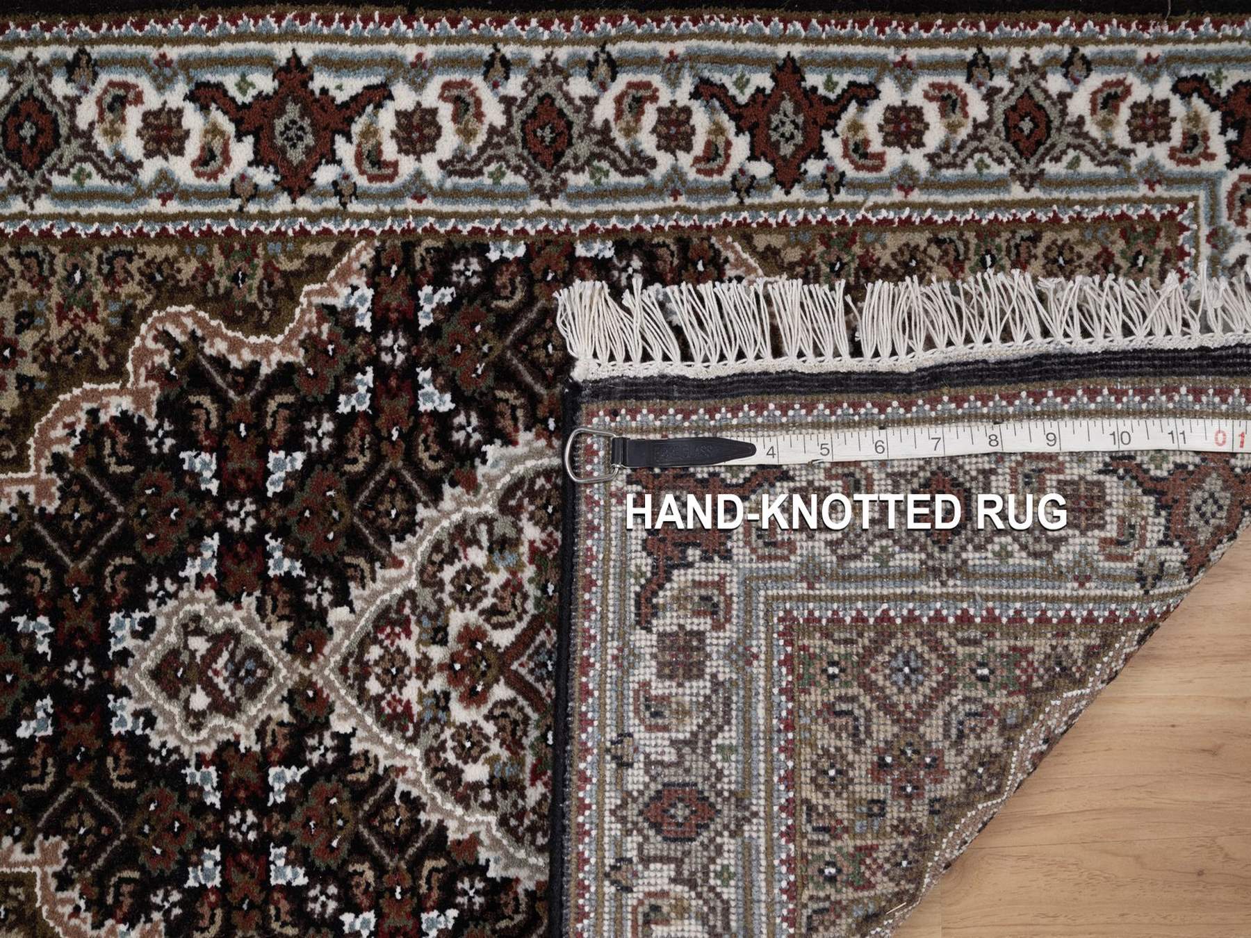 Tabriz hand-knotted wool rug in Black, 1'11" x 2'11", SKU O092683 (view 8)