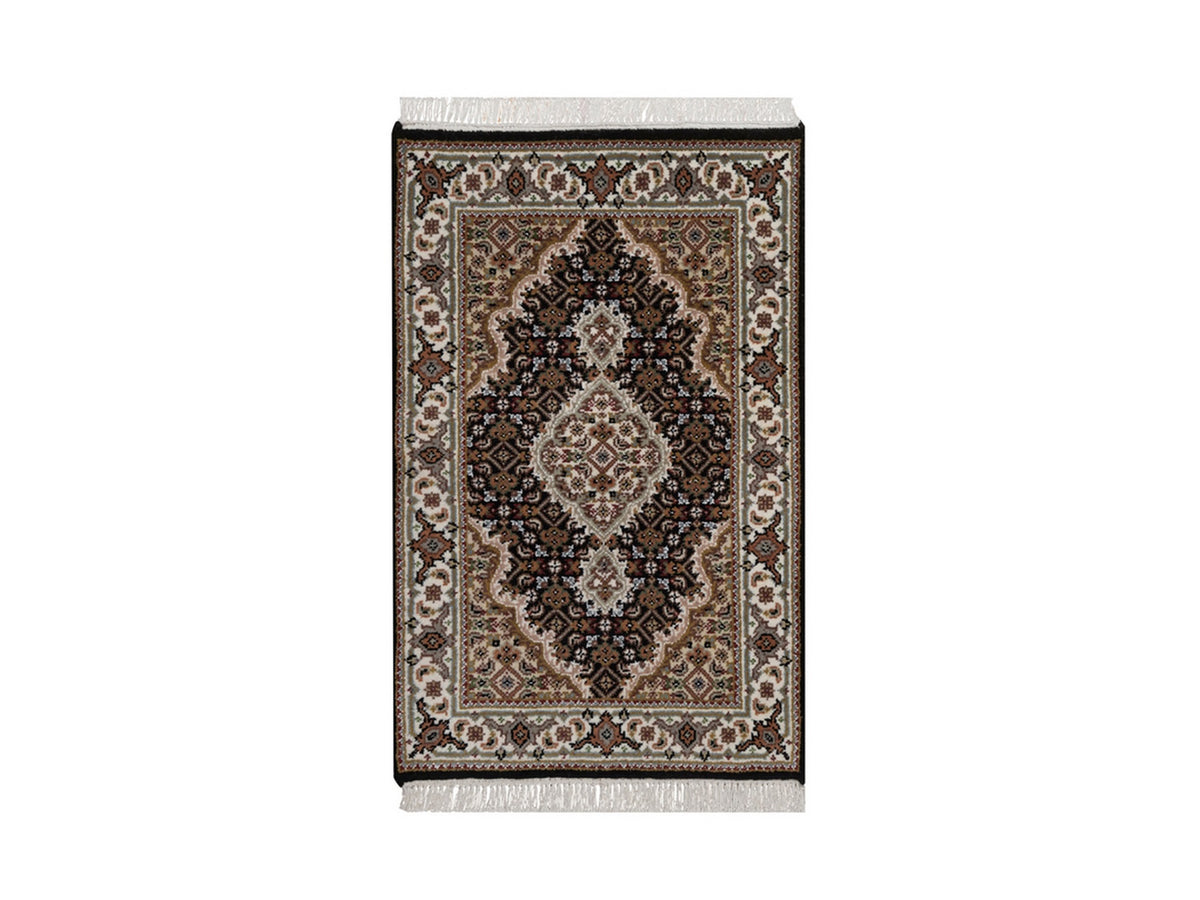 Tabriz hand-knotted wool rug in Black, 1'11" x 3', SKU O092684