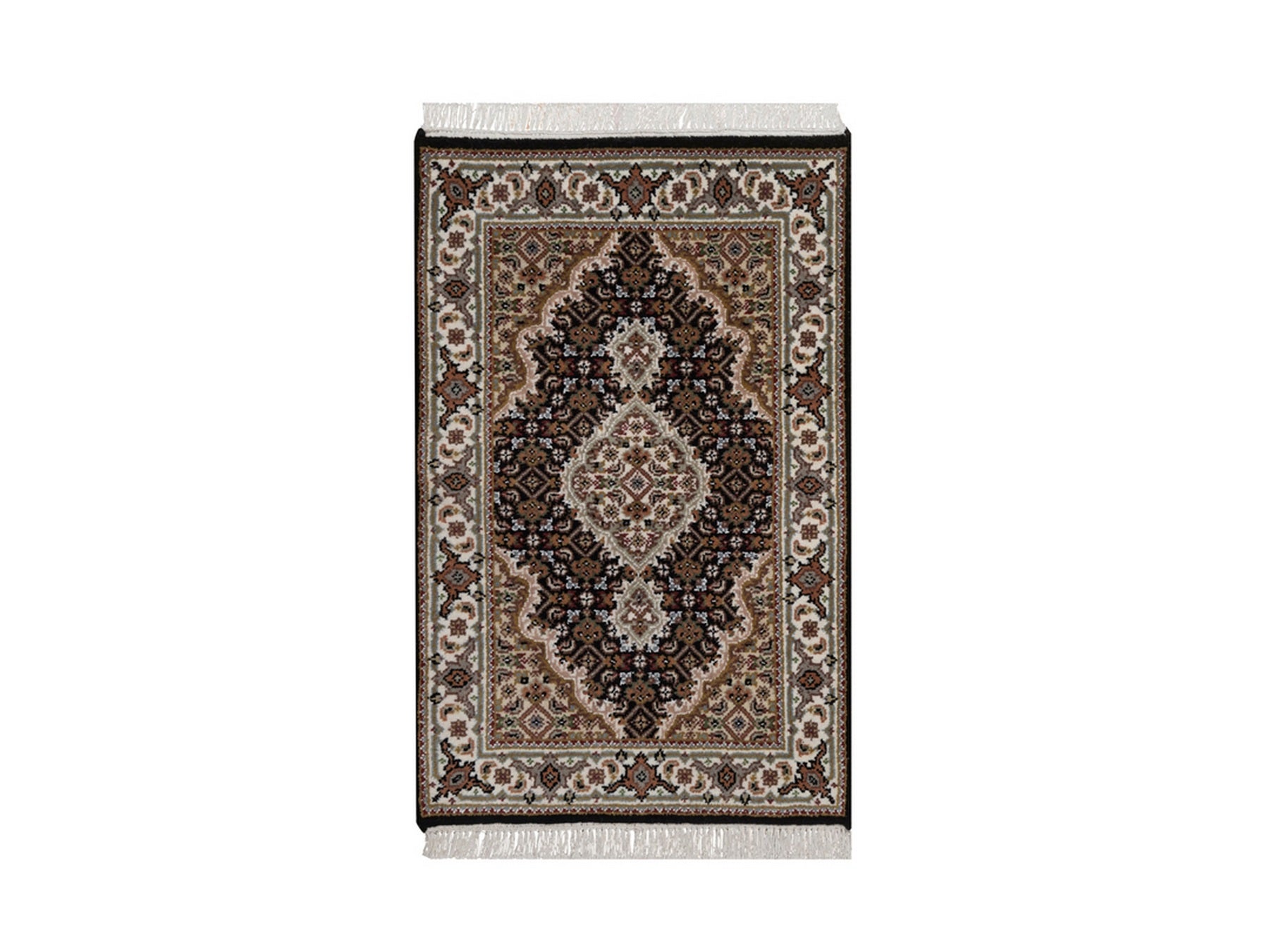 Tabriz hand-knotted wool rug in Black, 1'11" x 3', SKU O092684
