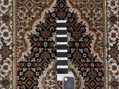 Tabriz hand-knotted wool rug in Black, 1'11" x 3', SKU O092684 (view 4)