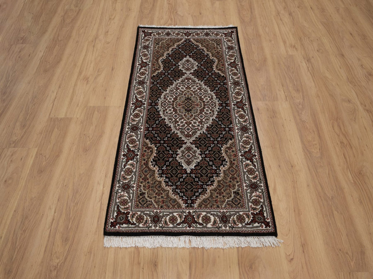 Tabriz hand-knotted wool rug in Black, 2'5" x 4'8", SKU O092685 (view 2)