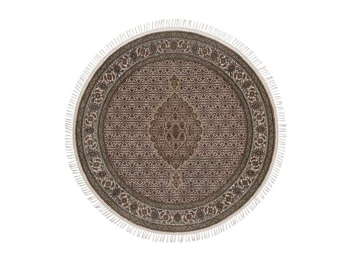 Tabriz hand-knotted wool rug in Ivory, 5'11" x 5'11", SKU O092686
