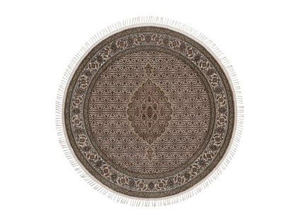 Tabriz hand-knotted wool rug in Ivory, 5'11" x 5'11", SKU O092686