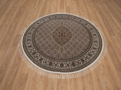 Tabriz hand-knotted wool rug in Ivory, 5'11" x 5'11", SKU O092686 (view 2)