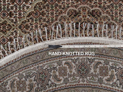 Tabriz hand-knotted wool rug in Ivory, 5'11" x 5'11", SKU O092686 (view 8)