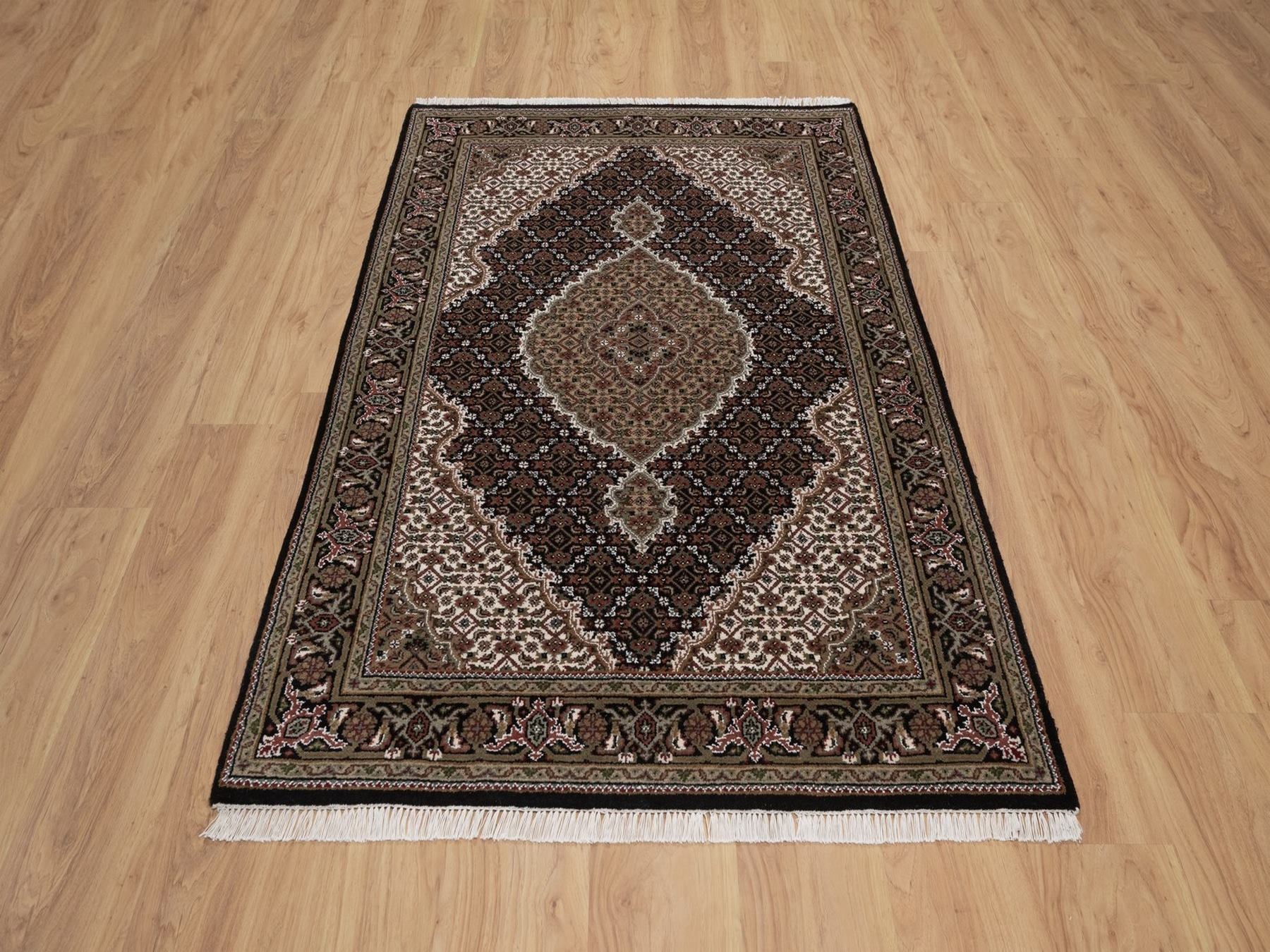 Tabriz hand-knotted wool rug in Black, 3'11" x 6'1", SKU O092687 (view 2)