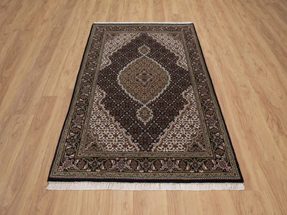 Tabriz hand-knotted wool rug in Black, 3'11" x 6'1", SKU O092687 (view 2)