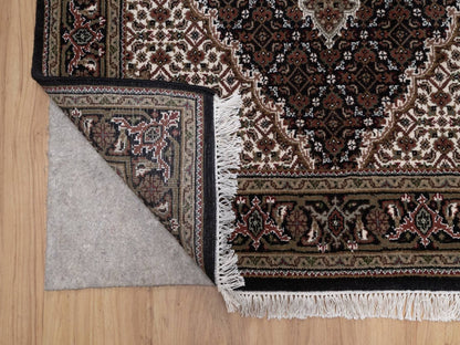 Tabriz hand-knotted wool rug in Black, 3'11" x 6'1", SKU O092687 (view 3)