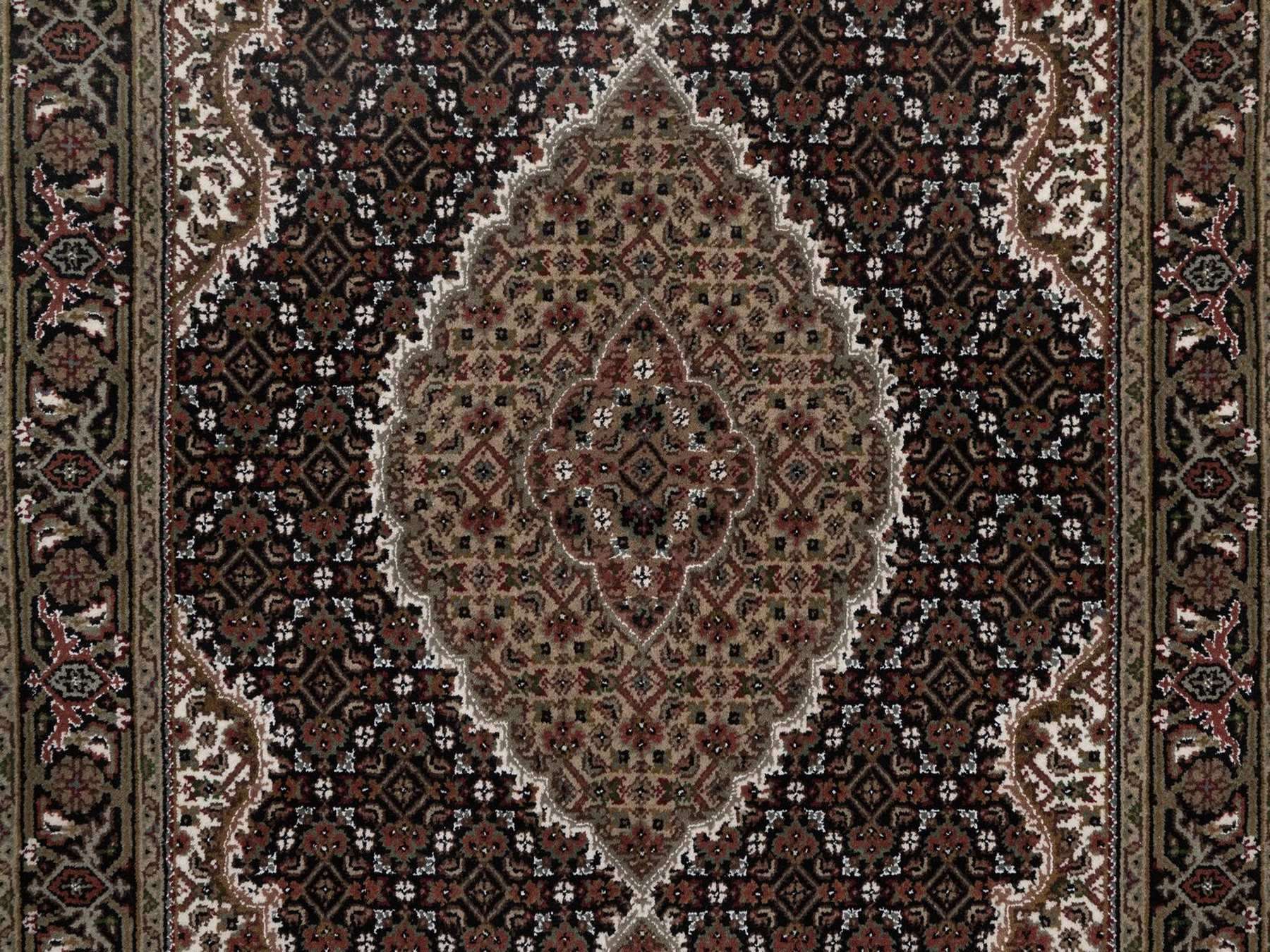 Tabriz hand-knotted wool rug in Black, 3'11" x 6'1", SKU O092687 (view 5)