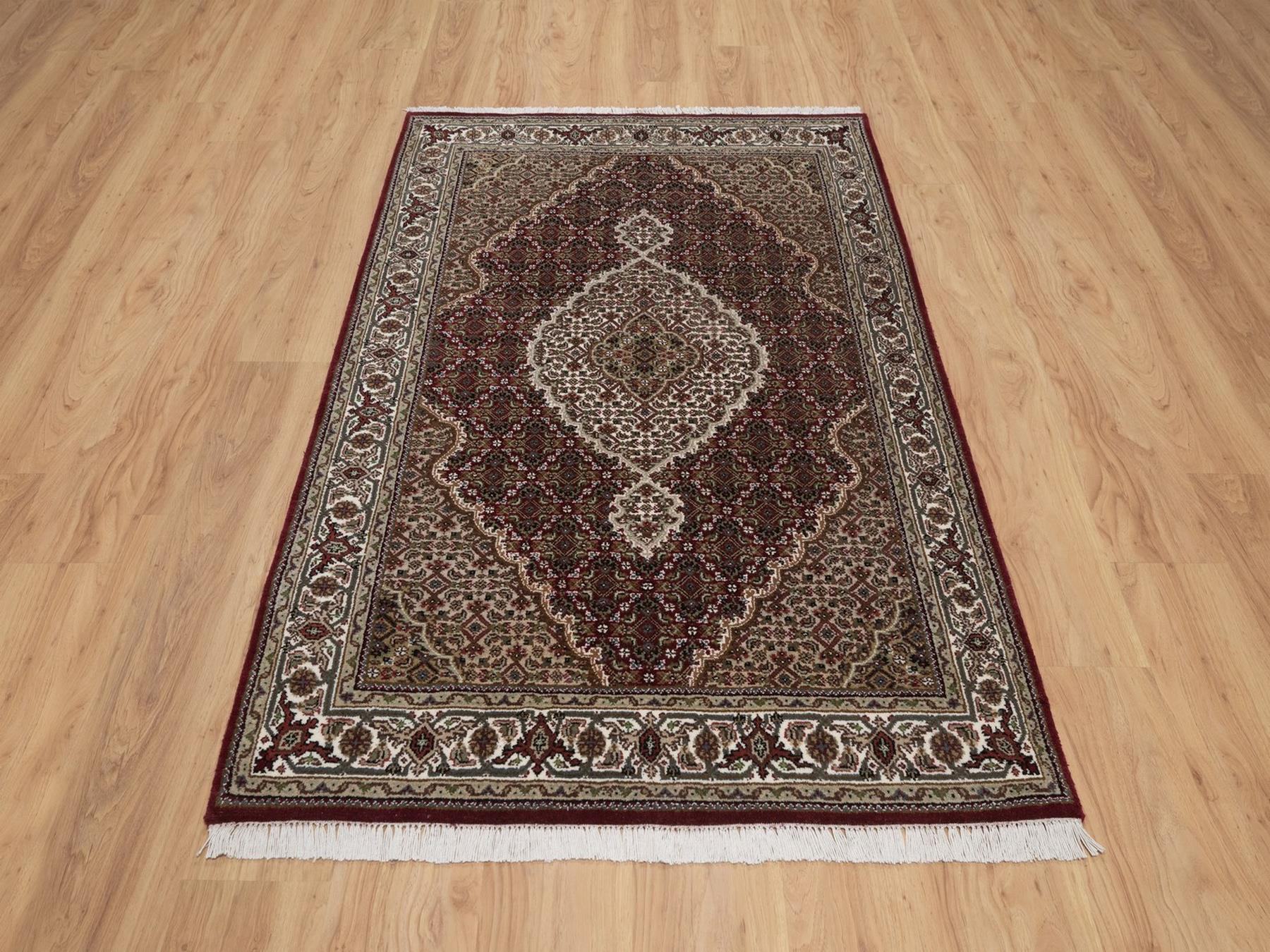 Tabriz hand-knotted wool rug in Red, 3'11" x 6', SKU O092690 (view 2)