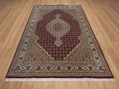 Tabriz hand-knotted wool rug in Red, 6' x 9', SKU O092691 (view 2)