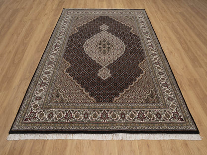 Tabriz hand-knotted wool rug in Black, 6'1" x 8'10", SKU O092692 (view 2)