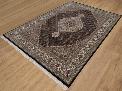 Tabriz hand-knotted wool rug in Black, 6'1" x 8'10", SKU O092692 (view 3)
