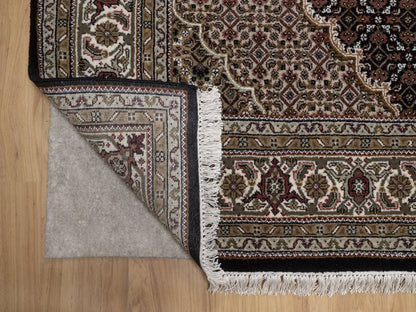 Tabriz hand-knotted wool rug in Black, 6'1" x 8'10", SKU O092692 (view 4)