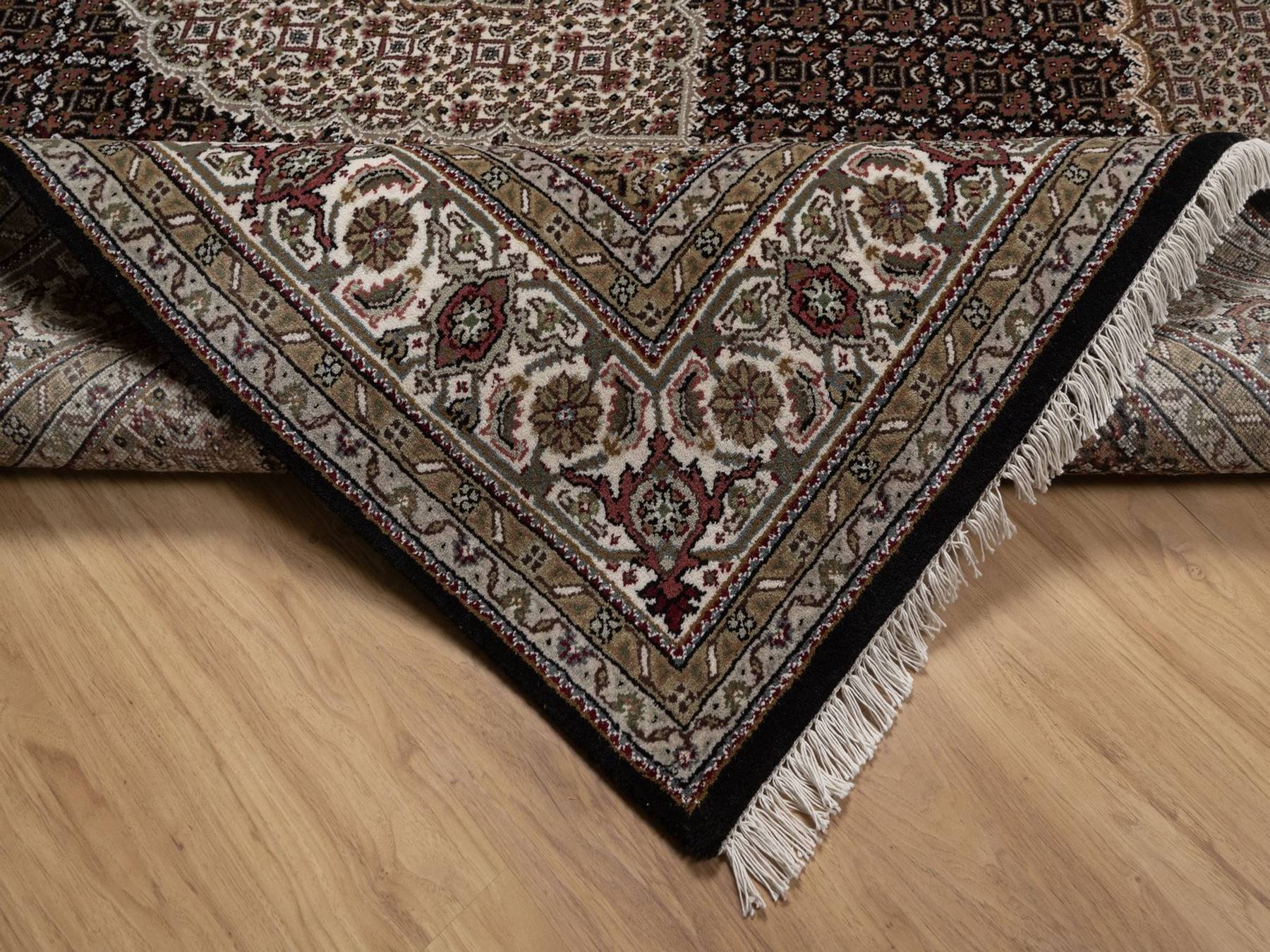 Tabriz hand-knotted wool rug in Black, 6'1" x 8'10", SKU O092692 (view 6)