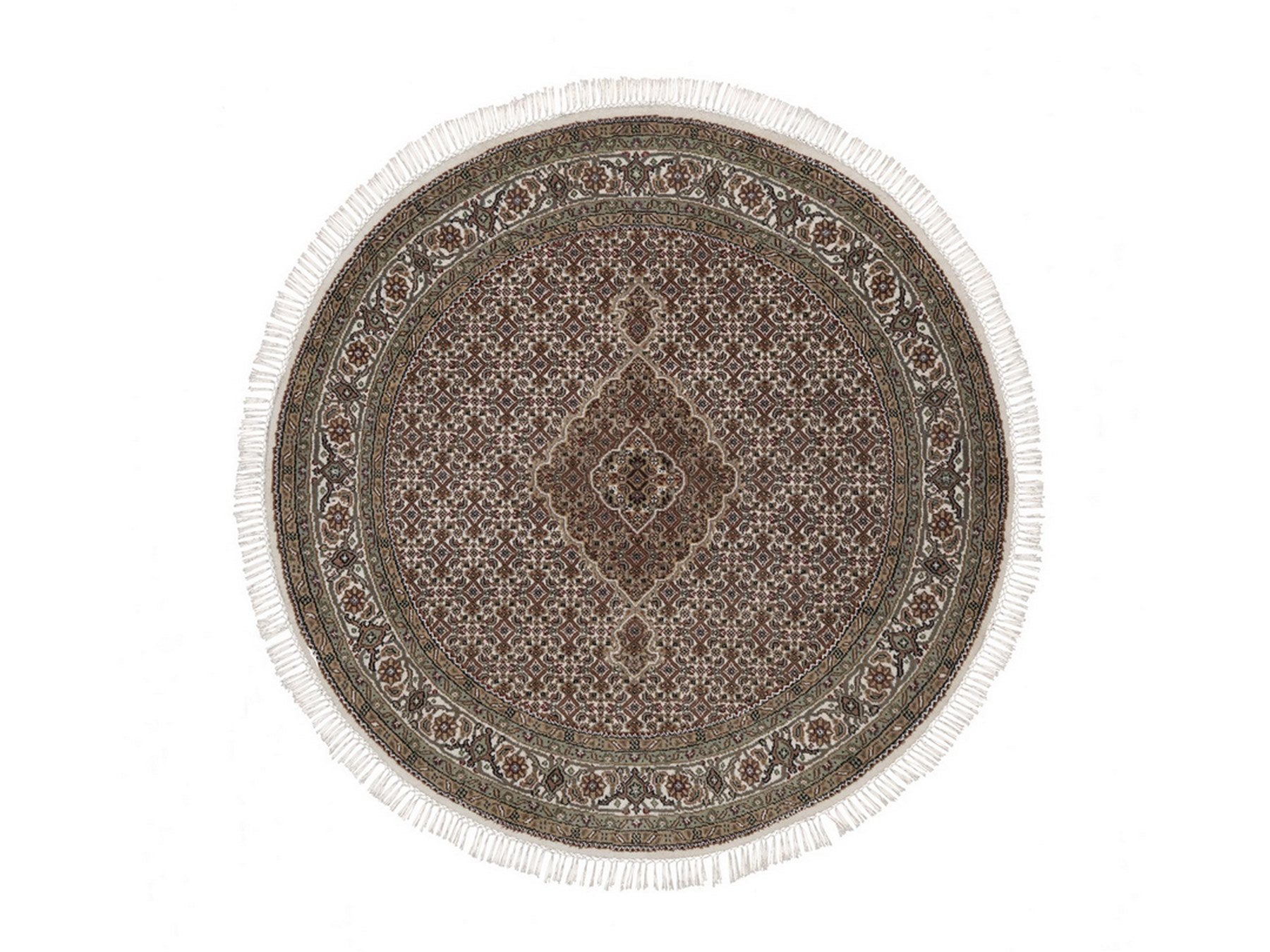 Tabriz hand-knotted wool rug in Ivory, 5' x 5', SKU O092693
