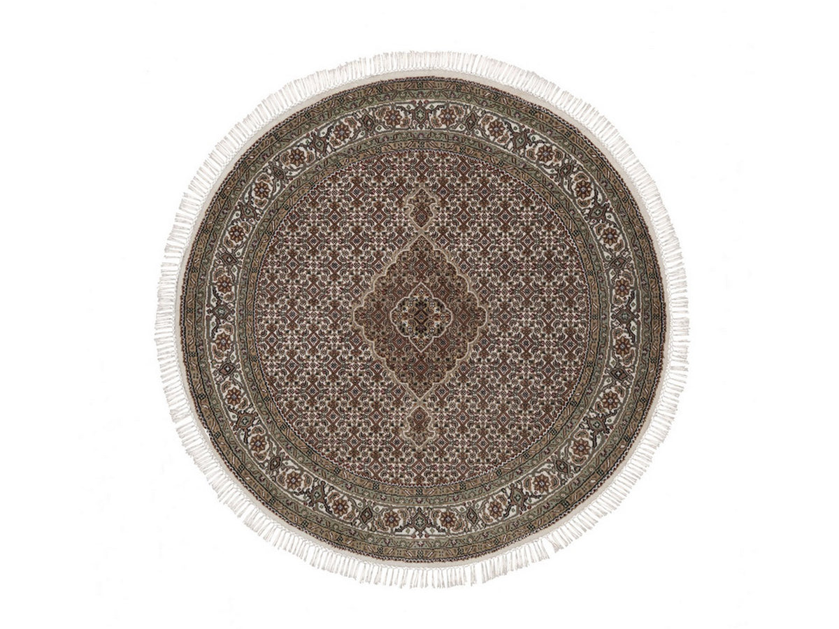 Tabriz hand-knotted wool rug in Ivory, 5' x 5', SKU O092693