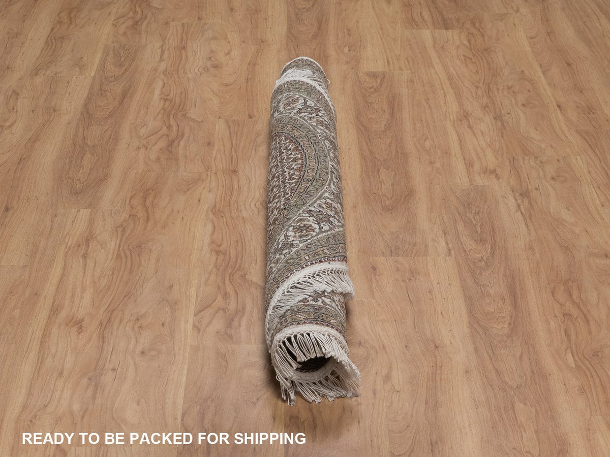 Tabriz hand-knotted wool rug in Ivory, 5' x 5', SKU O092693 (view 6)