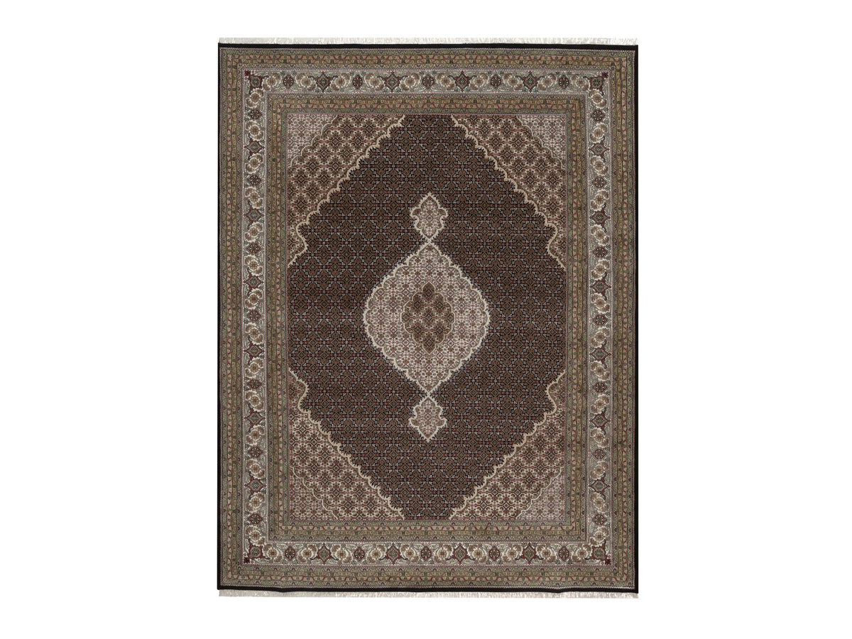 Tabriz hand-knotted wool rug in Black, 8'11" x 11'11", SKU O092694