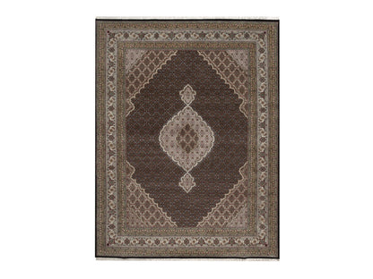 Tabriz hand-knotted wool rug in Black, 8'11" x 11'11", SKU O092694
