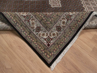 Tabriz hand-knotted wool rug in Black, 8'11" x 11'11", SKU O092694 (view 6)