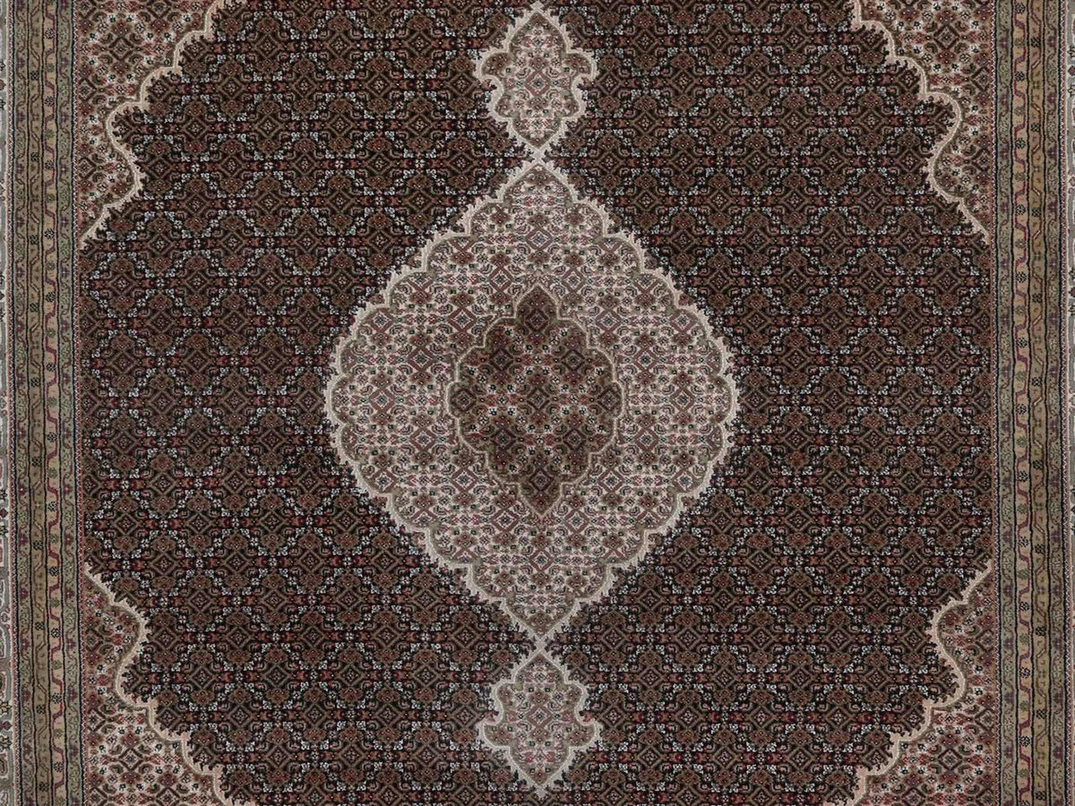 Tabriz hand-knotted wool rug in Black, 8'11" x 11'11", SKU O092694 (view 8)
