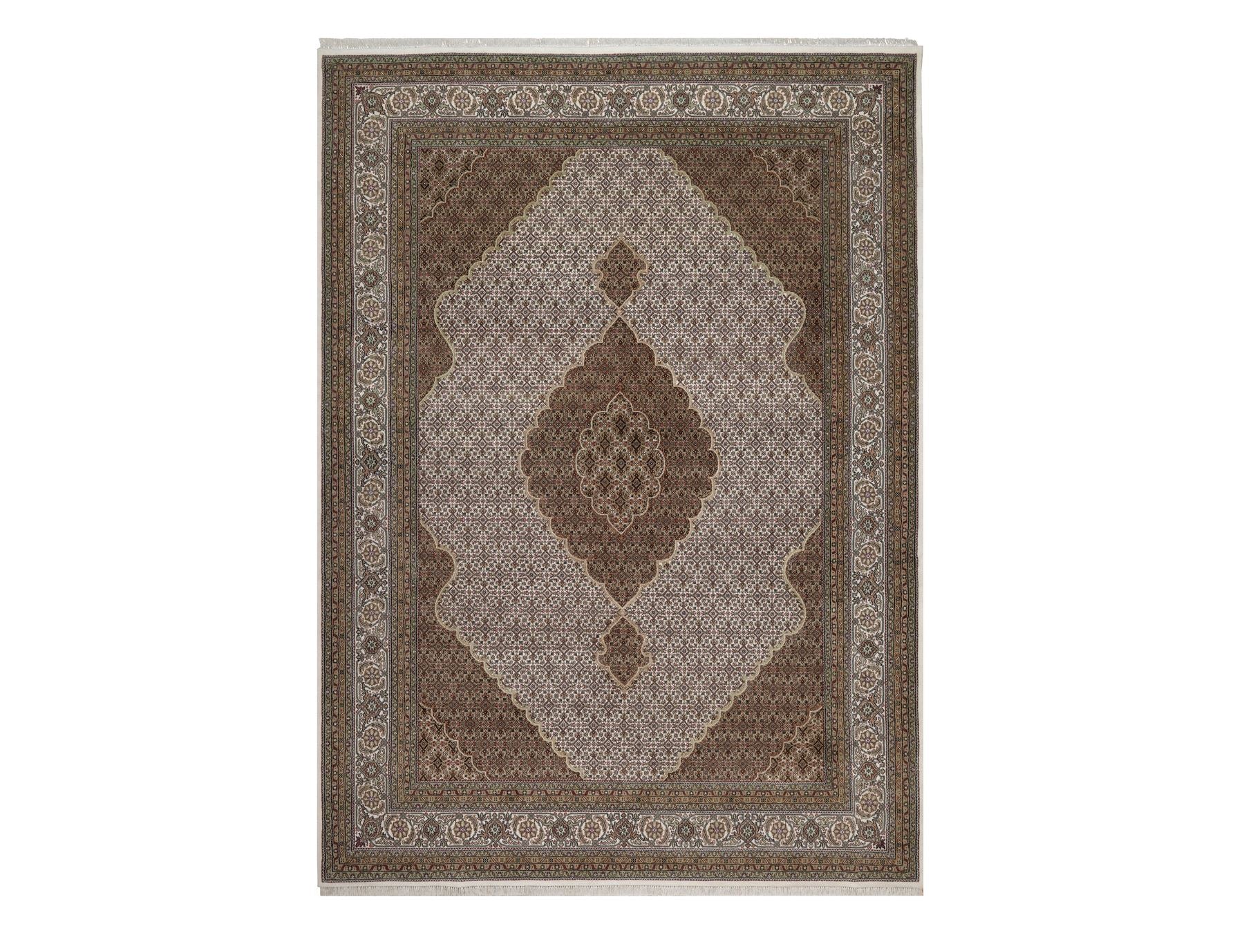 Tabriz hand-knotted wool rug in Ivory, 8'9" x 12'4", SKU O092695