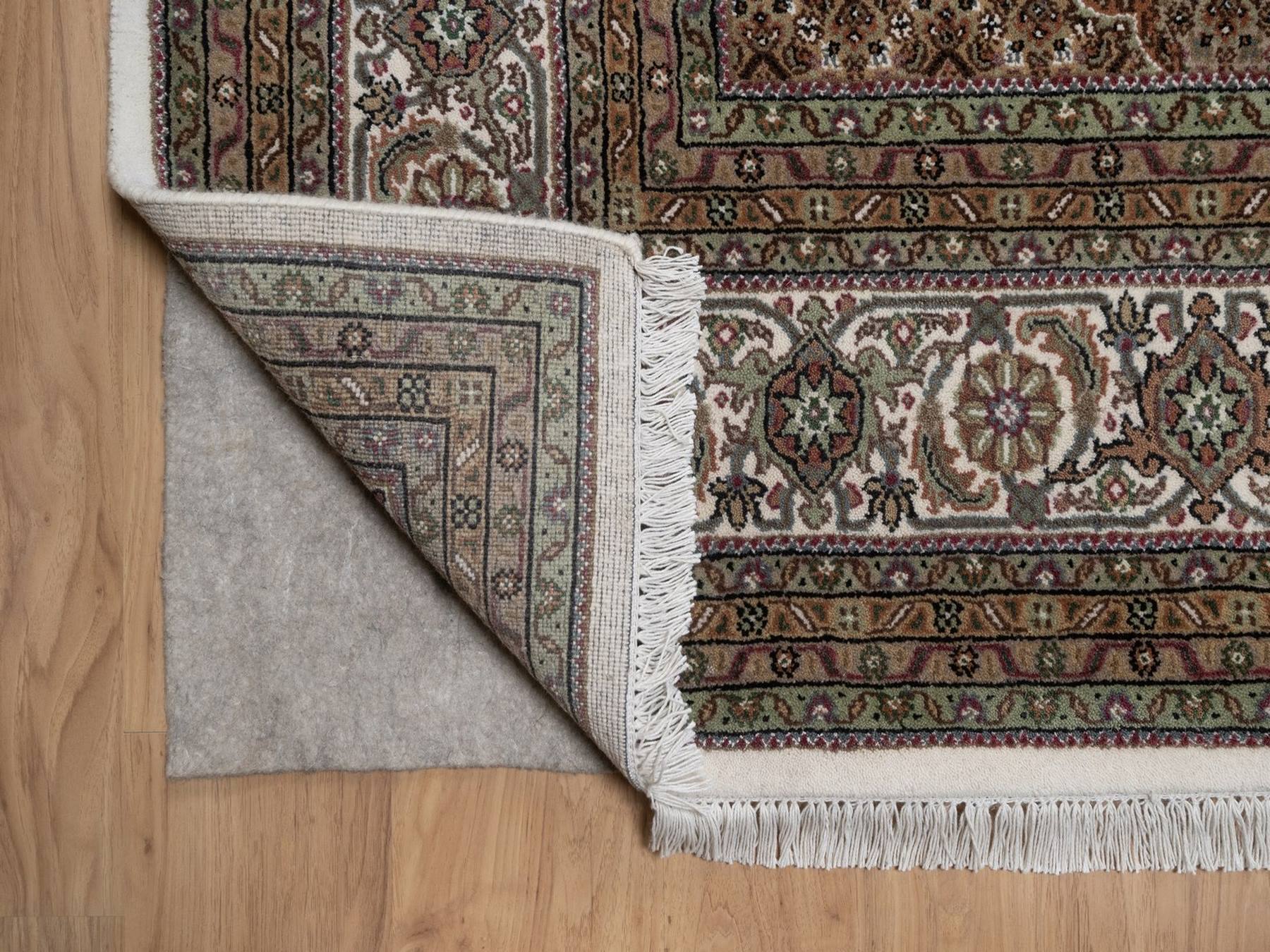 Tabriz hand-knotted wool rug in Ivory, 8'9" x 12'4", SKU O092695 (view 4)