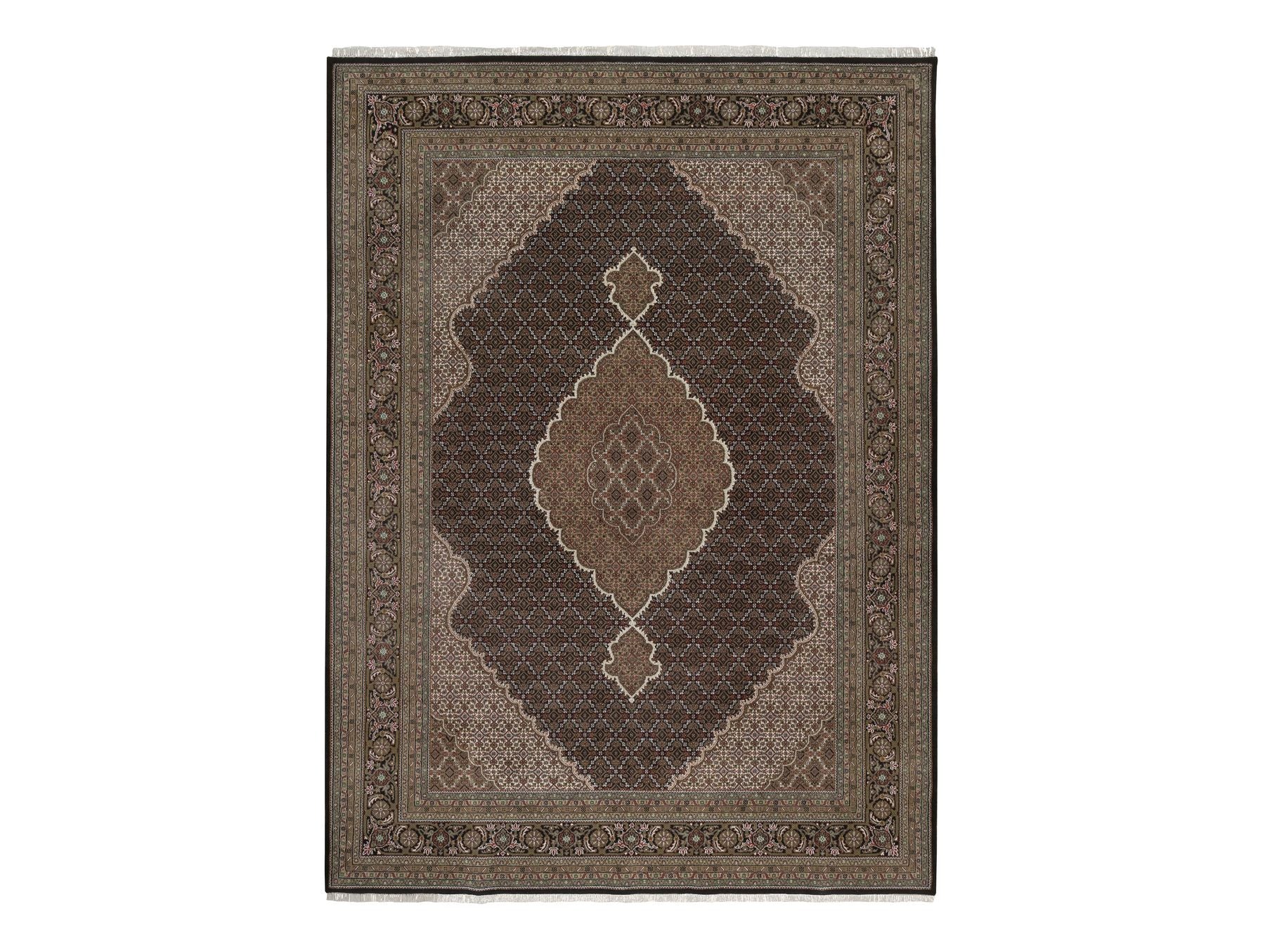 Tabriz hand-knotted wool rug in Black, 8'9" x 12', SKU O092696