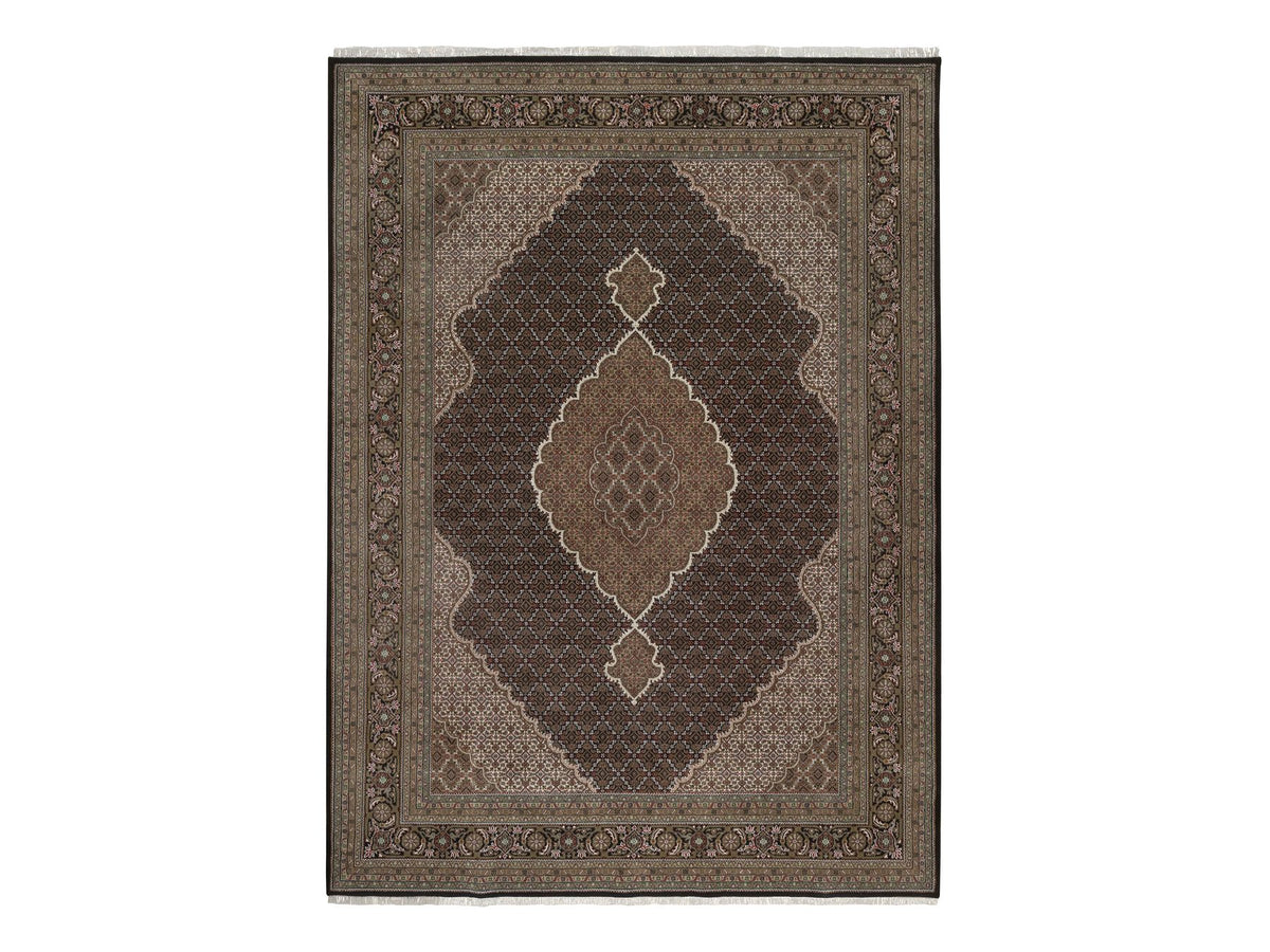 Tabriz hand-knotted wool rug in Black, 8'9" x 12', SKU O092696