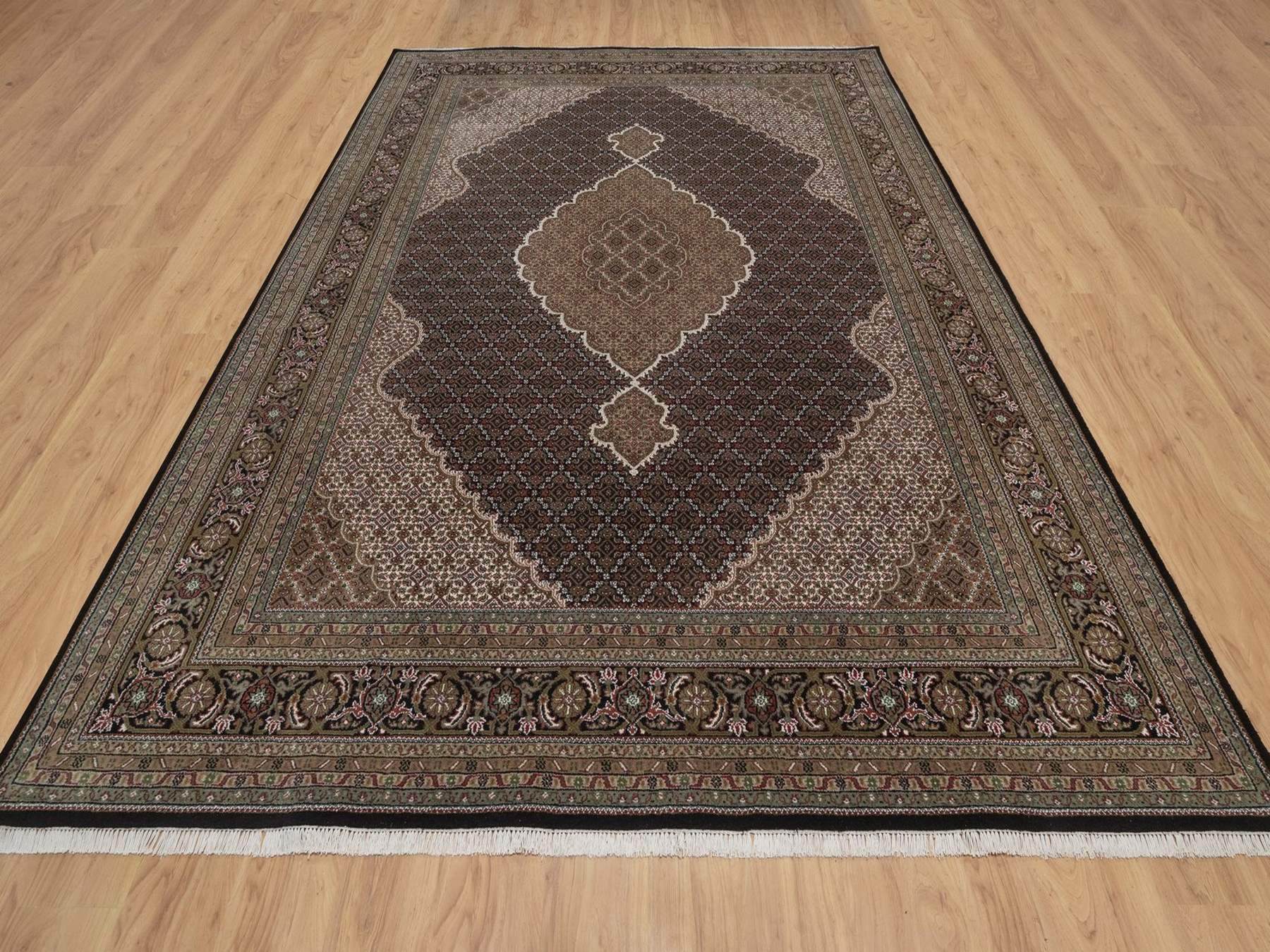 Tabriz hand-knotted wool rug in Black, 8'9" x 12', SKU O092696 (view 2)