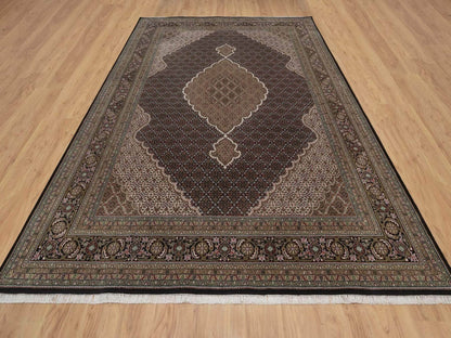 Tabriz hand-knotted wool rug in Black, 8'9" x 12', SKU O092696 (view 2)