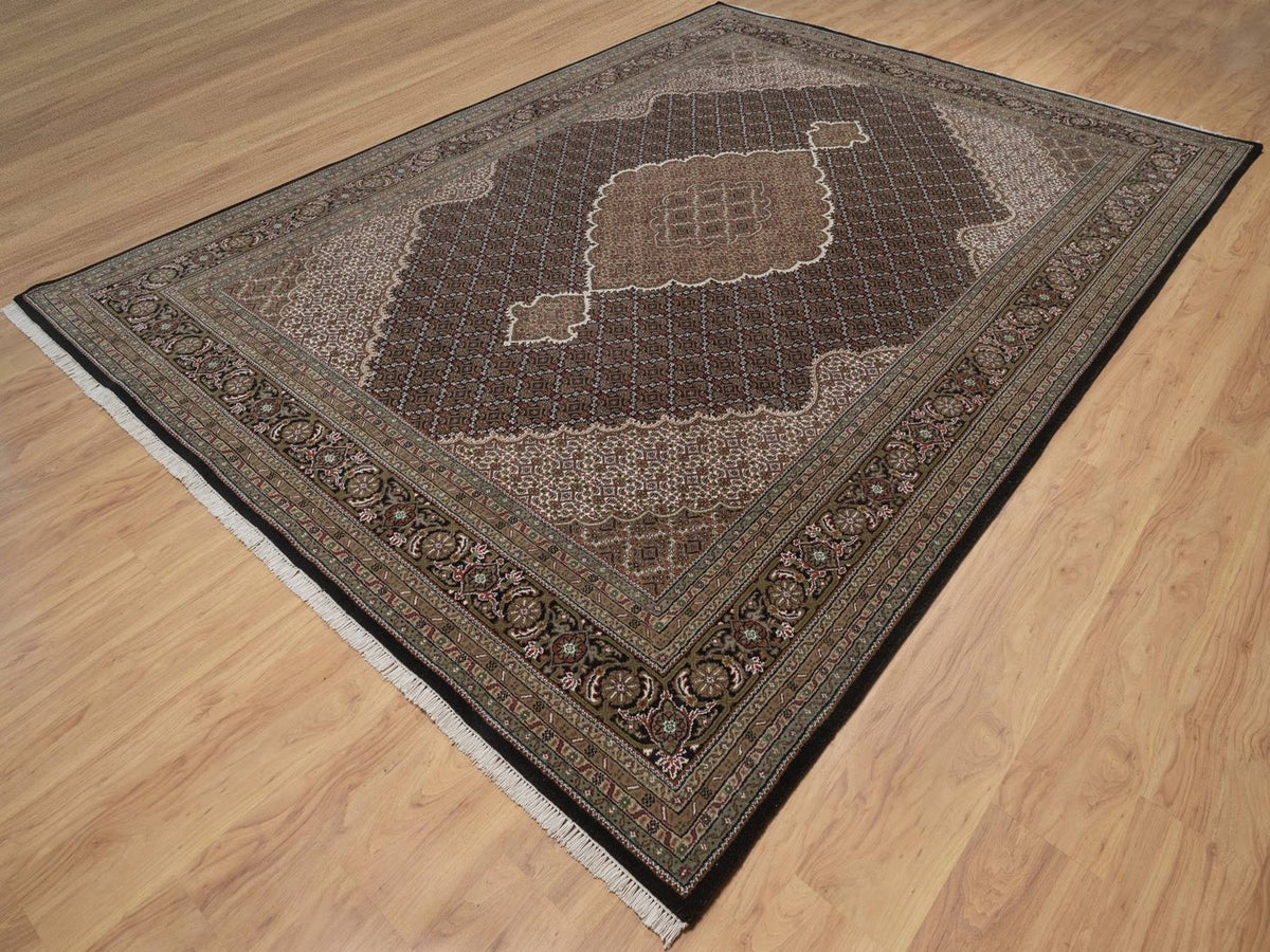 Tabriz hand-knotted wool rug in Black, 8'9" x 12', SKU O092696 (view 3)