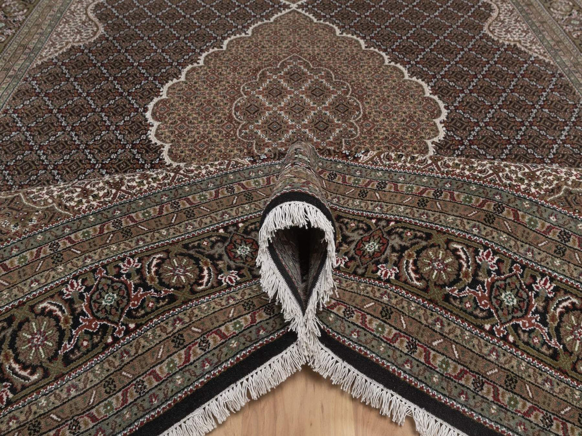 Tabriz hand-knotted wool rug in Black, 8'9" x 12', SKU O092696 (view 5)