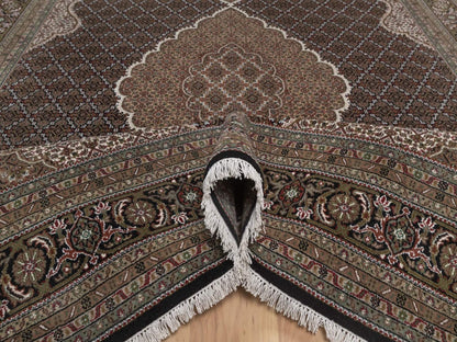 Tabriz hand-knotted wool rug in Black, 8'9" x 12', SKU O092696 (view 5)