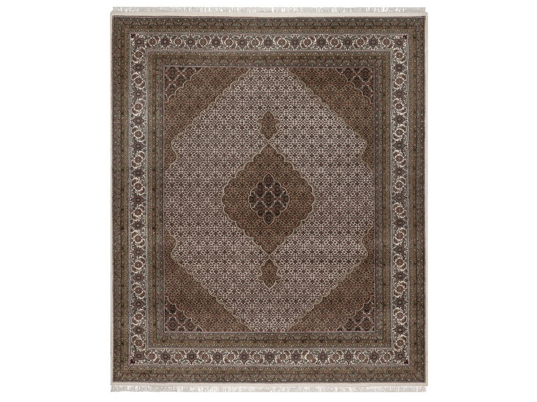 Tabriz hand-knotted wool rug in Ivory, 8' x 9'10", SKU O092697