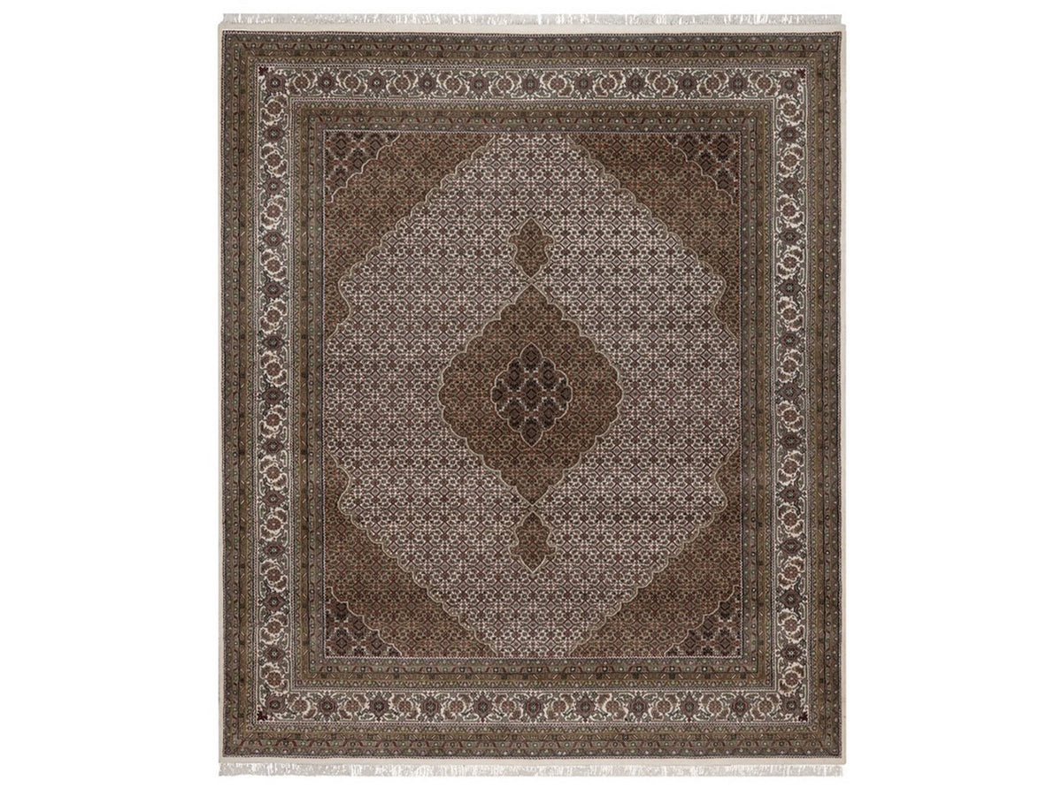 Tabriz hand-knotted wool rug in Ivory, 8' x 9'10", SKU O092697