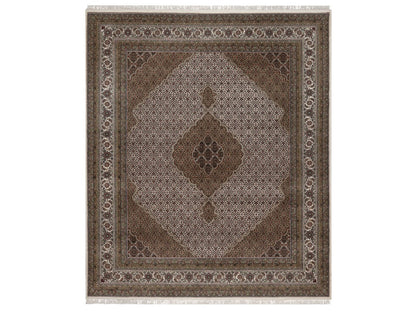 Tabriz hand-knotted wool rug in Ivory, 8' x 9'10", SKU O092697