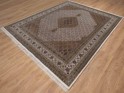 Tabriz hand-knotted wool rug in Ivory, 8' x 9'10", SKU O092697 (view 3)