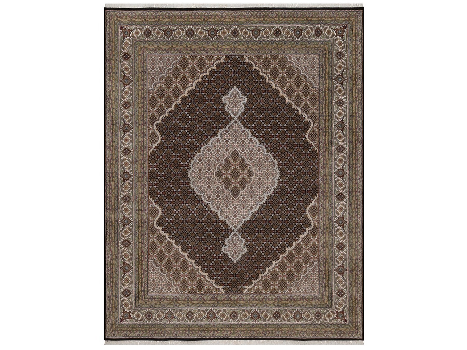 Tabriz hand-knotted wool rug in Black, 7'11" x 10'2", SKU O092698