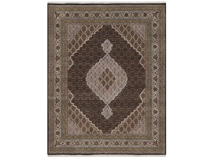 Tabriz hand-knotted wool rug in Black, 7'11" x 10'2", SKU O092698