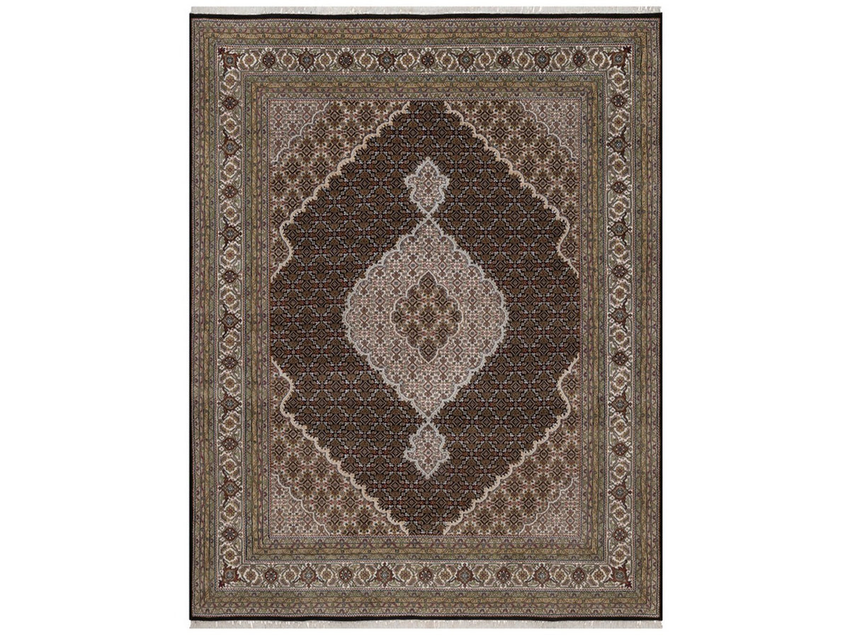 Tabriz hand-knotted wool rug in Black, 7'11" x 10'2", SKU O092698