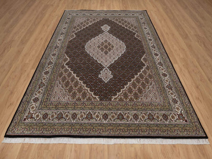 Tabriz hand-knotted wool rug in Black, 7'11" x 10'2", SKU O092698 (view 2)