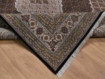 Tabriz hand-knotted wool rug in Black, 7'11" x 10'2", SKU O092698 (view 6)