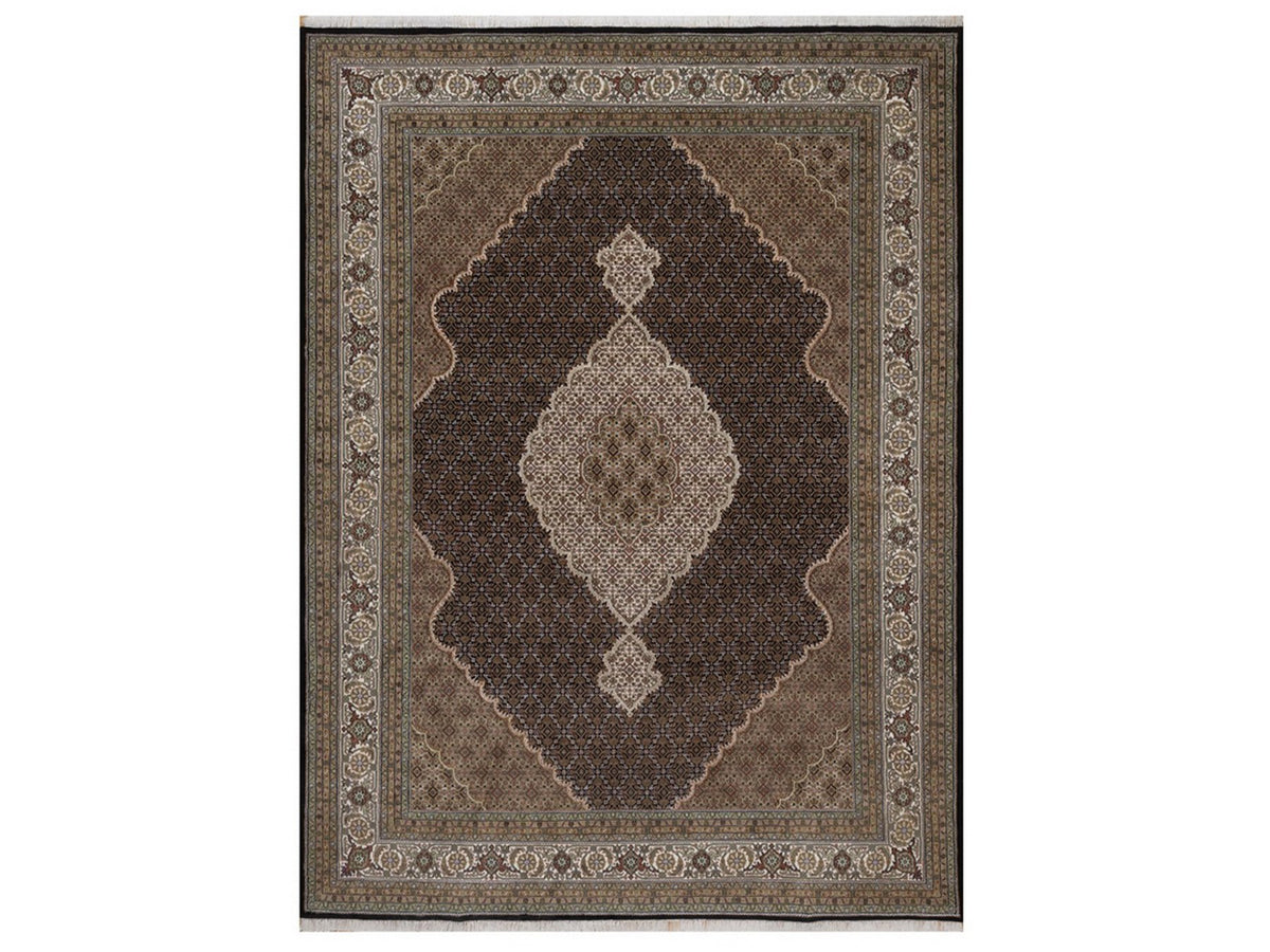 Tabriz hand-knotted wool rug in Black, 8'11" x 12'2", SKU O092699